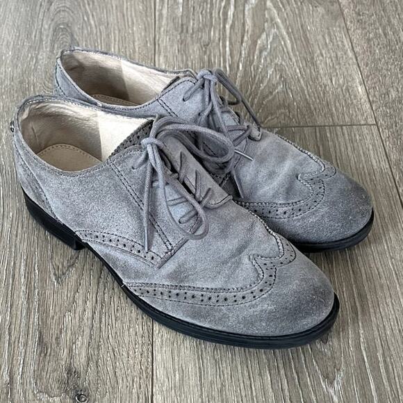 SAM EDELMAN Irving Oxford Grey Leather Lace Up Oxford Shoes Sz 7.5 - Picture 1 of 9